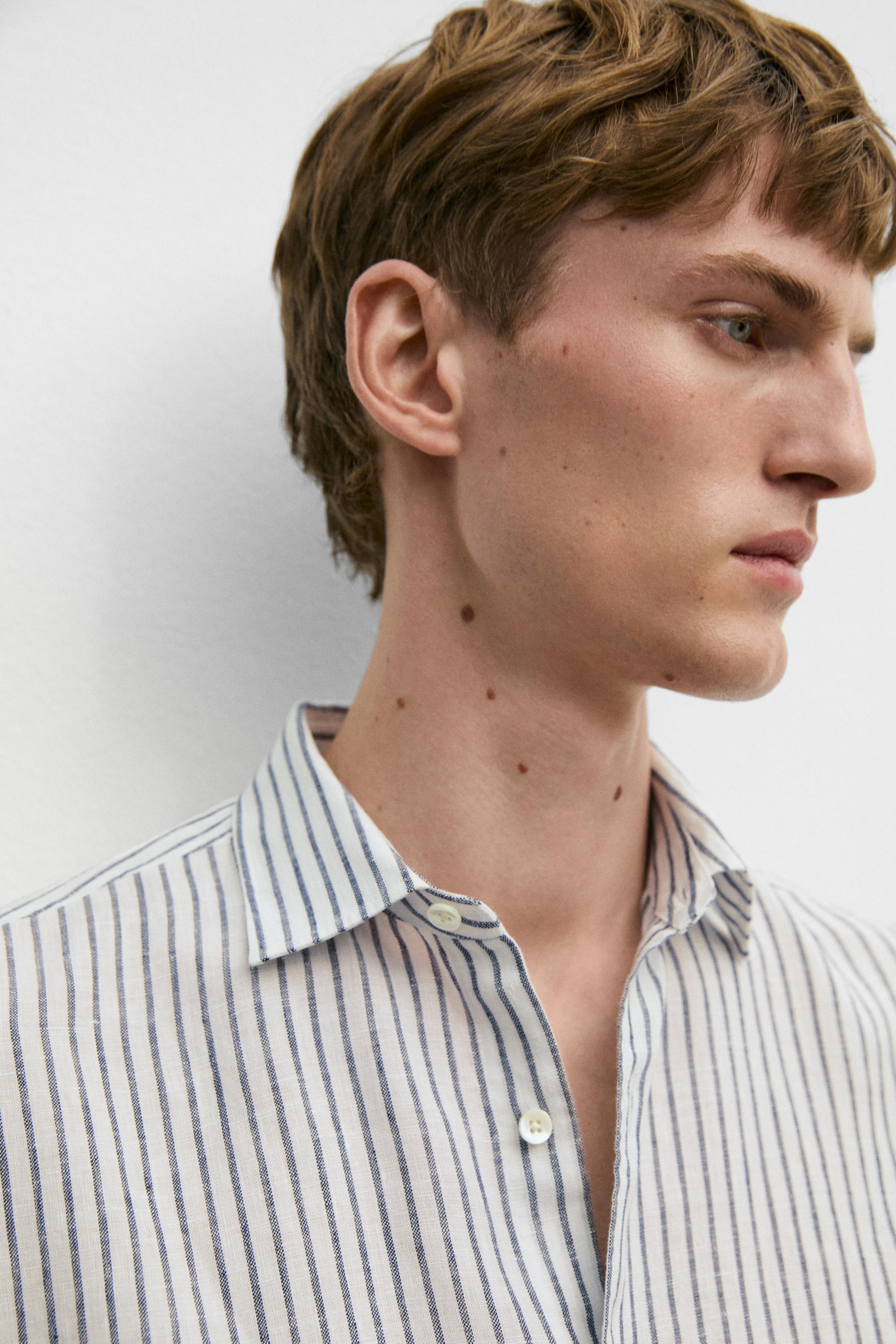 100% linen striped shirt